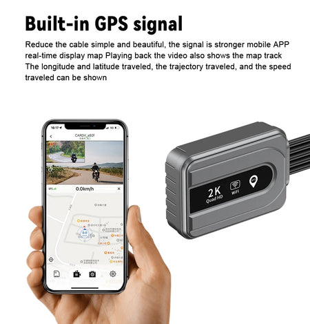 Kocam Dual 2K Motorcycle DVR &ndash; Waterproof Front and Rear Camera Recorder with WiFi GPS