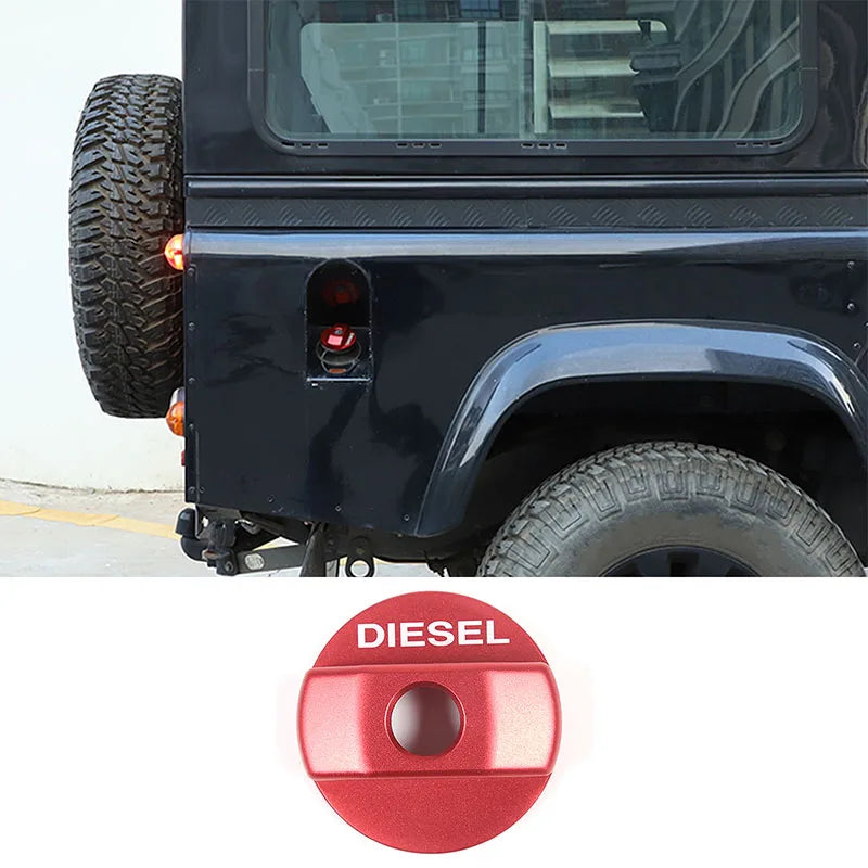 Adesivo Tappo Carburante in Lega di Alluminio Rosso per Defender 90 110