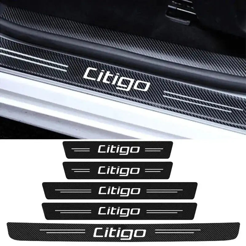 Carbon Fiber Anti Scratch Door Sill Sticker Skoda Citigo 5Pcs