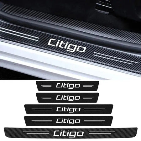 Carbon Fiber Anti Scratch Door Sill Sticker Skoda Citigo 5Pcs