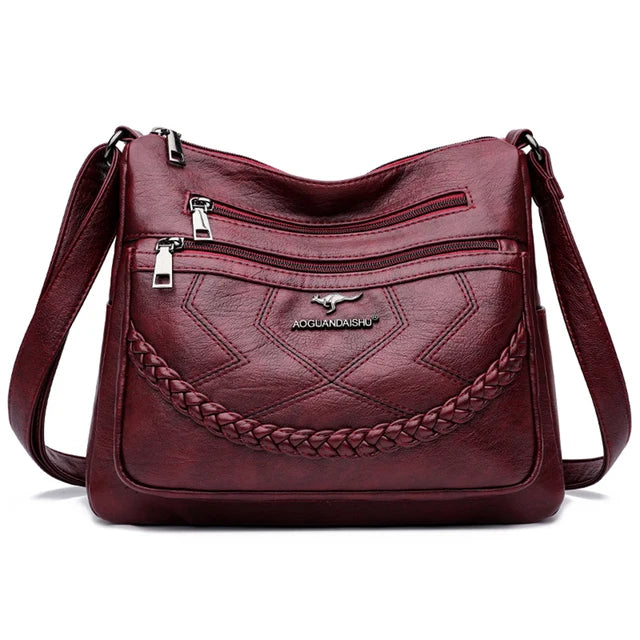 Soft PU Leather Designer Shoulder &amp; Crossbody Bag for Women Red
