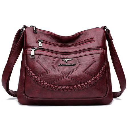 Soft PU Leather Designer Shoulder &amp; Crossbody Bag for Women Red