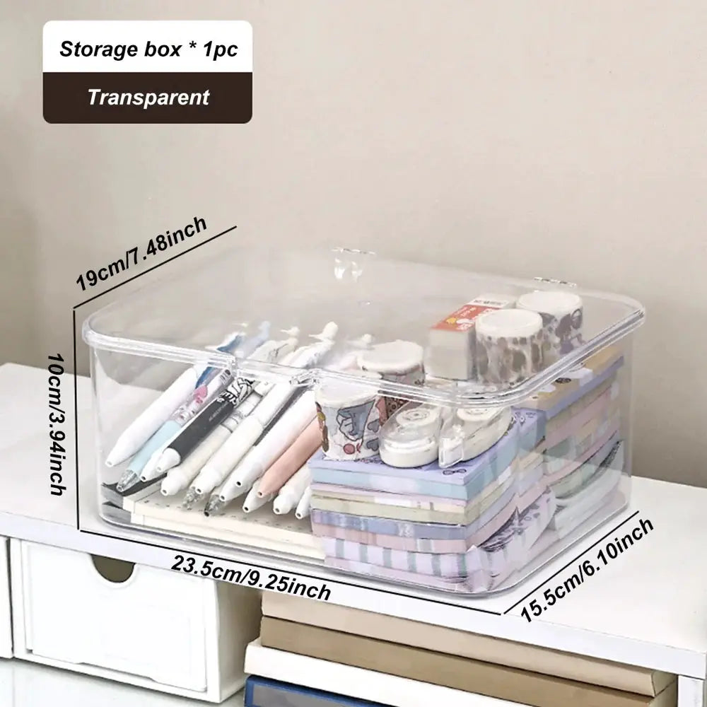 Plastic Storage Box, Covered Storage Box, Flip Top Desktop Storage Container, Office Supplies, Stationery, Cosmetics Storage by InterCyprus Trading Ltd