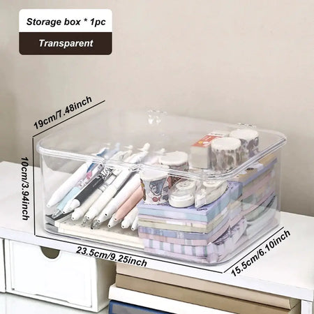 Plastic Storage Box, Covered Storage Box, Flip Top Desktop Storage Container, Office Supplies, Stationery, Cosmetics Storage by InterCyprus Trading Ltd