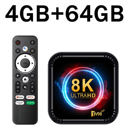 TV98 RK3528 TV Box &ndash; Ultra HD 8K Android 13 Quad Core tv98rk3528box4g64g / EU Plug