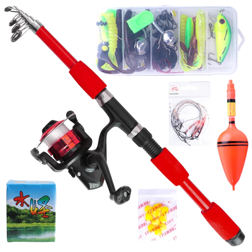 FISH KING Telescopic Fishing Rod Reel Combo - Carbon Fiber, Portable Kit