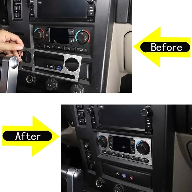 Moldura de Painel Interior em Alumínio Prateado para Hummer H2 2003 2007