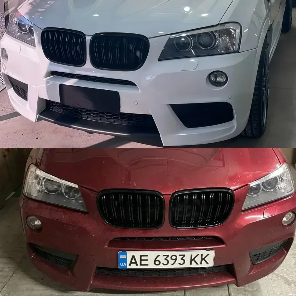 Grelhas Frontais para BMW X3 F25 2011-2014, Preto Brilhante ABS Substituição Direta