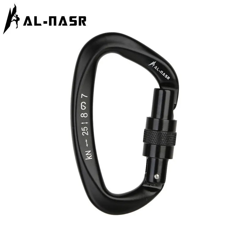 D-Shaped Carabiner Screw Locking Gate &ndash; High Strength 25KN Black