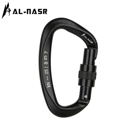 D-Shaped Carabiner Screw Locking Gate &ndash; High Strength 25KN Black