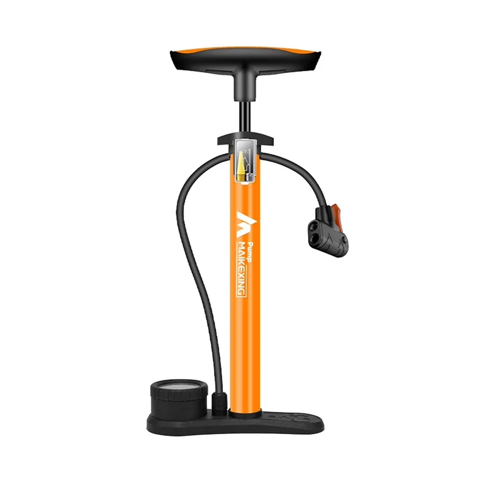 Multi-Function Bike Pump With Gauge, 160 PSI, 3-In-1 Nozzle, Alloy Body