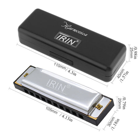 Professional Blues Harmonica 10 Hole 20 Tone &ndash; For Beginners Silver / CHINA