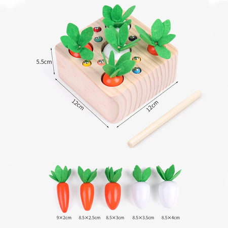 Kids Wooden Pulling Carrot Worm Puzzle Toy &ndash; Educational
