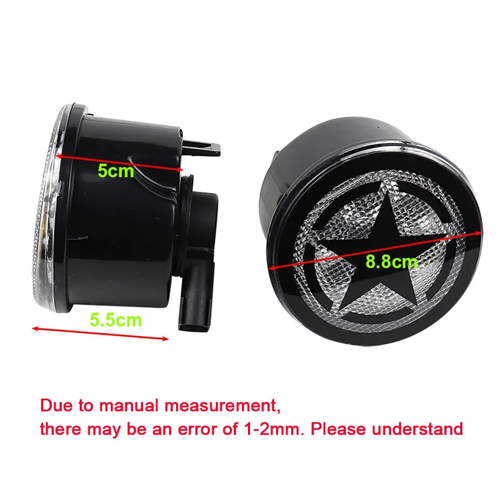 LED Turn Signal Lights for Jeep Wrangler JK & Unlimited 2007-2018 Star Front Grill Indicator Blinkers Parking Lights by InterCyprus Trading Ltd