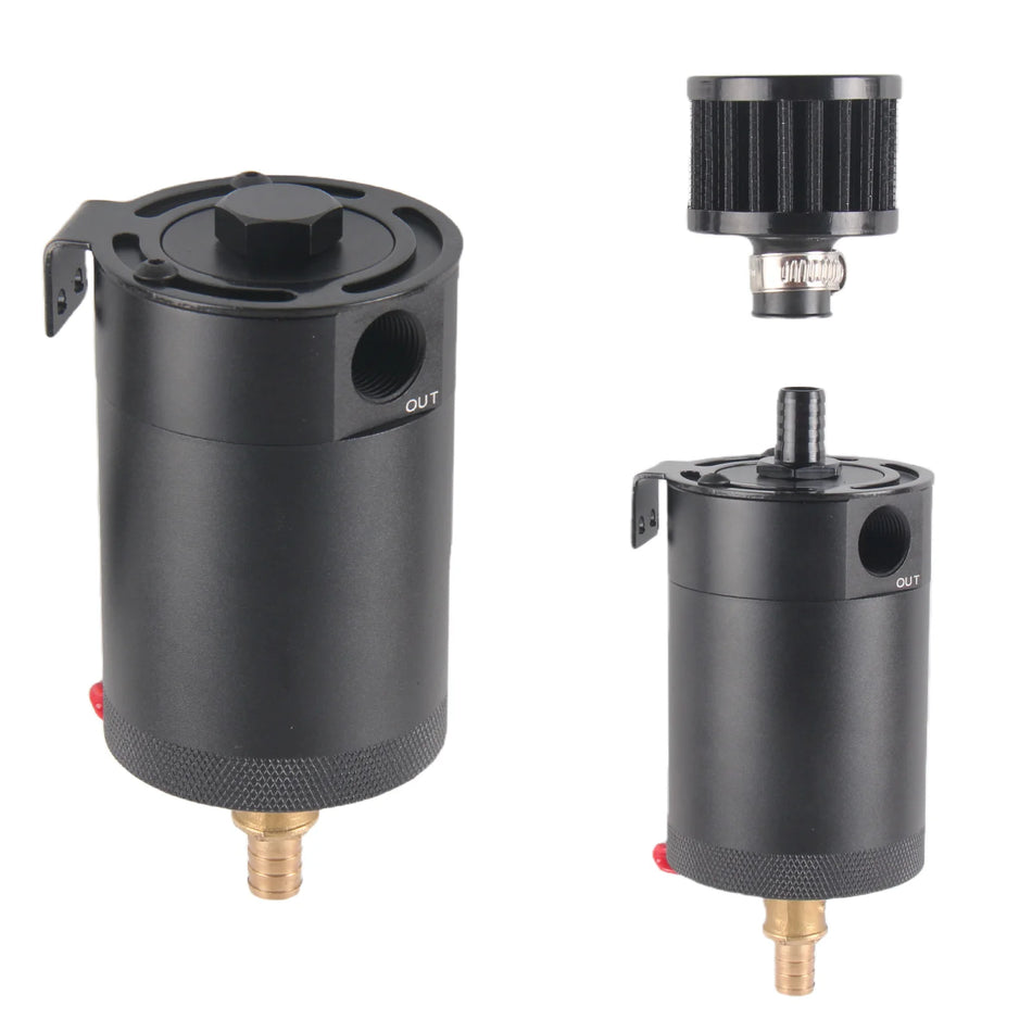 Universal Dual-Port Aluminum Oil Catch Can with Fuel Filter