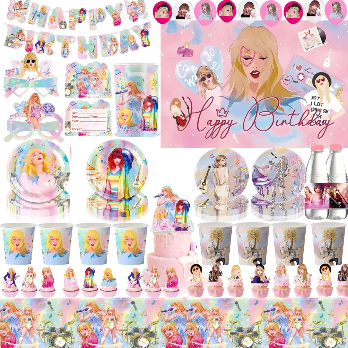 Taylor Swift Birthday Party Decoration Set - Disposable Tableware &amp; Supplies