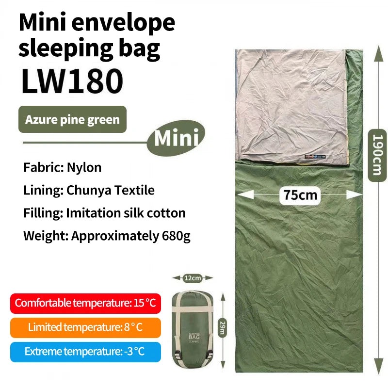 Camping Ultralight Compact Sleeping Bag &ndash; Waterproof Green 180L
