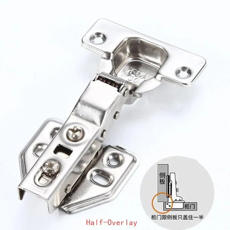 4Pcs Stainless Steel Hydraulic Cabinet Door Hinges &ndash; Soft Close Damper Buffer Half-Overlay