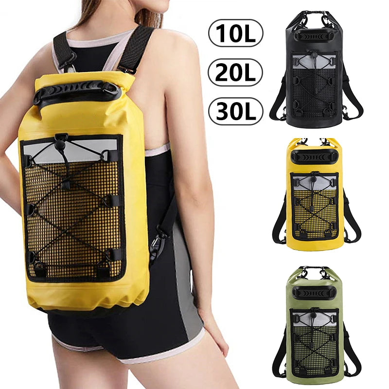 20L 30L Waterproof PVC Dry Bag For Outdoor Activities Unisex Swimming Backpack