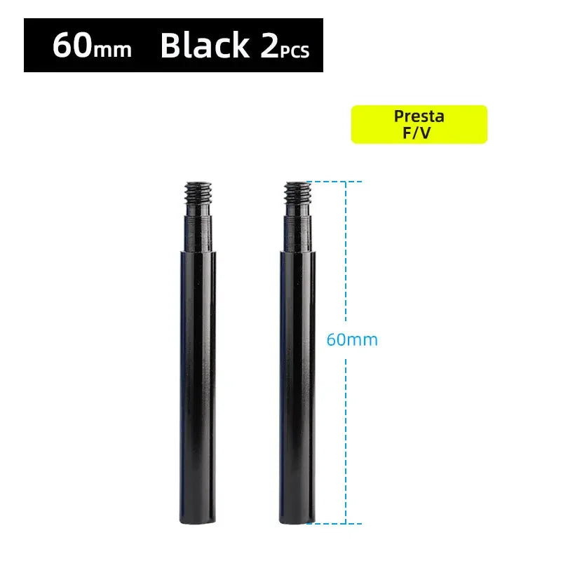 Deemount Presta Valve Extender &ndash; Durable CNC Aluminum Alloy Construction Black 60mm 2PC / CHINA
