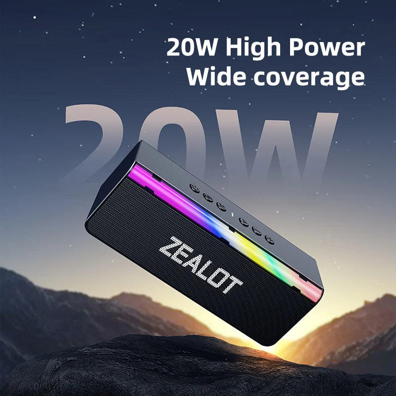 Zealot-S72 Portable Bluetooth Speaker - Waterproof 20W Bass