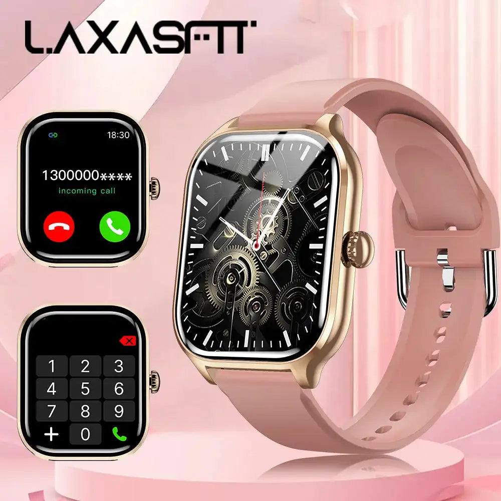 LAXASFIT 2025 Smart Watch 24 Hour Health Monitoring Bluetooth Pink
