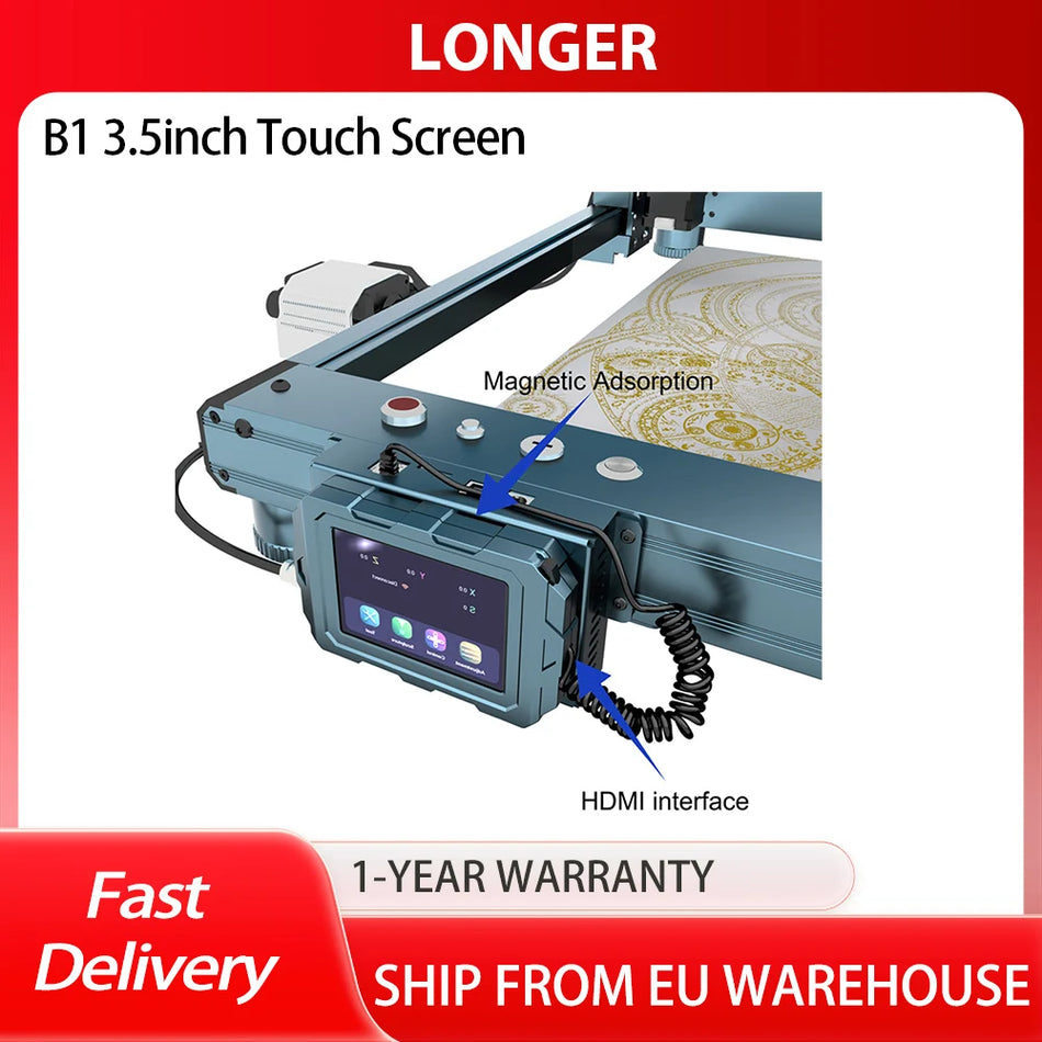 3,5palcový dotykový displej pro LONGER Laser B1 gravírovací stroj, snadné uživatelské rozhraní a magnetické připojení