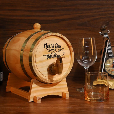 3L Wine Barrel with Stand Bung and Spigot Whiskey Barrel Dispenser Bourbon Barrel for Cocktails Bourbon Rum Tequila Beer