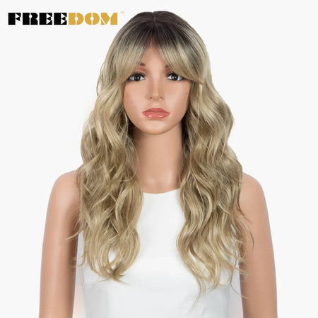 FREEDOM Ombre Blonde Body Wave Lace Front Wig with Bangs NTP4-16A-613F / 20inches