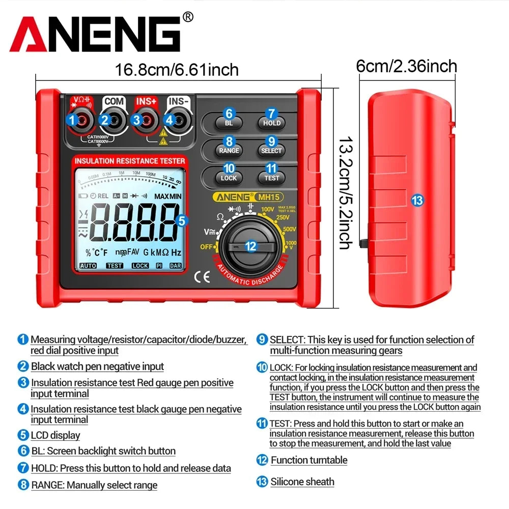 ANENG MH15 Ohmmeter Insulation Meter &ndash; Auto Discharge