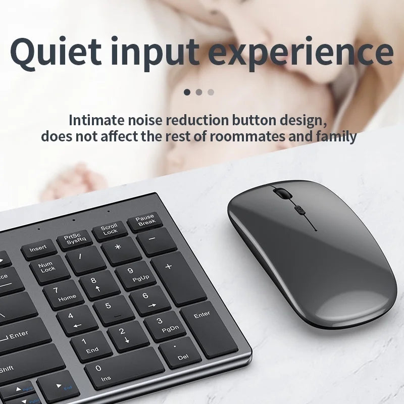 Gray Bluetooth Keyboard Mouse &ndash; Rechargeable Full Size