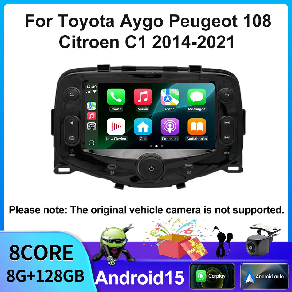 Ecran radio auto de 7 inch cu DSP, player Android pentru Toyota Aygo, Peugeot 108, Citroen C1