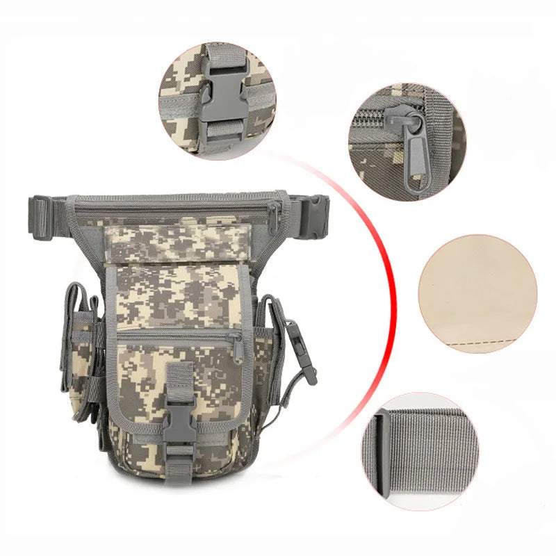 Saco Táctico Molle de Perna com Correia Ajustável para Caminhadas e Caça com Bolsa Oxford