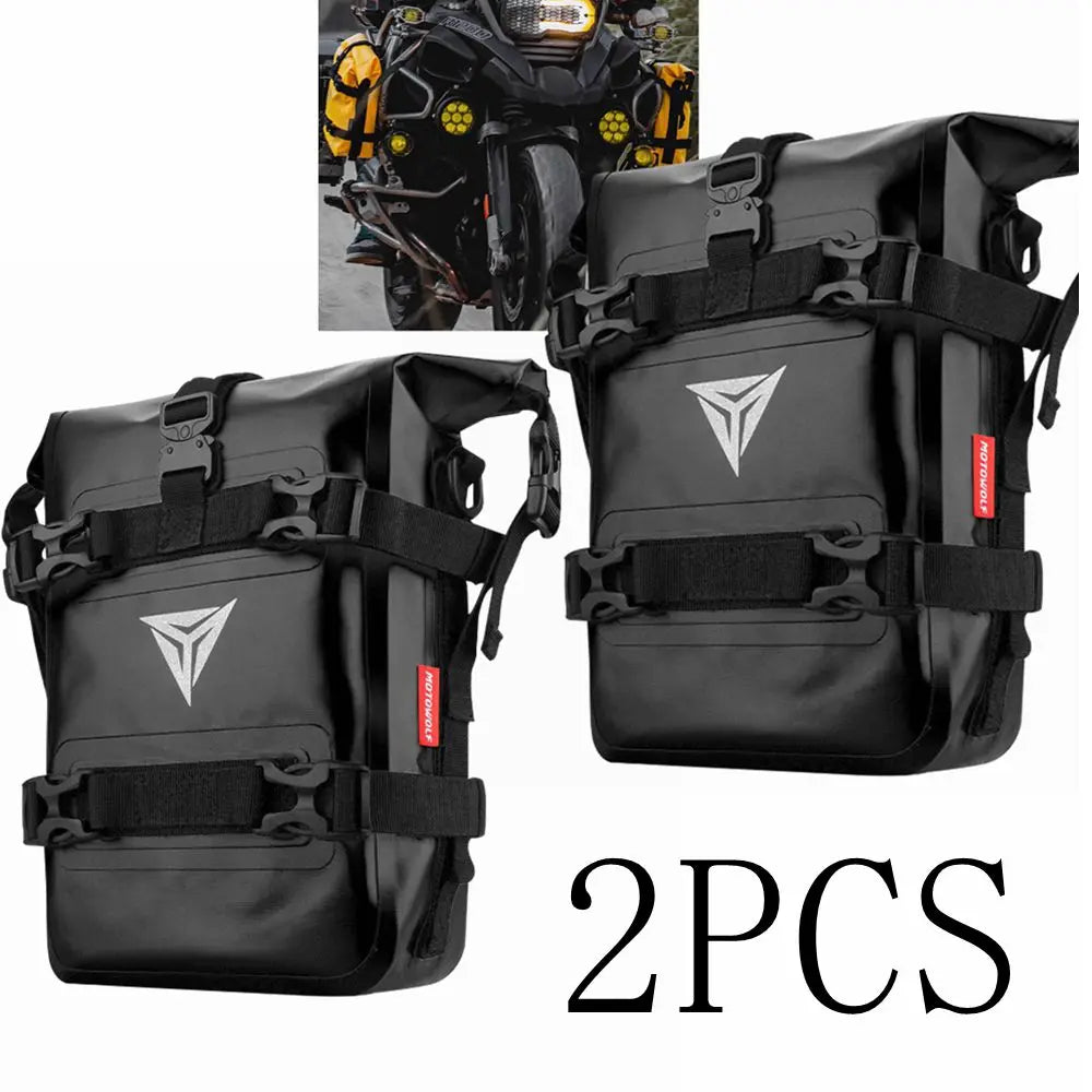 CSHWISDOW Motorcycle Frame Crash Bars Waterproof Bag &ndash; Durable Bumper Repair Tool Storage Black 2PCS
