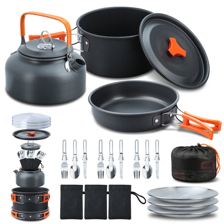 Outdoor Camping Cookware Set &ndash; Folding Compact Camp Cookware black