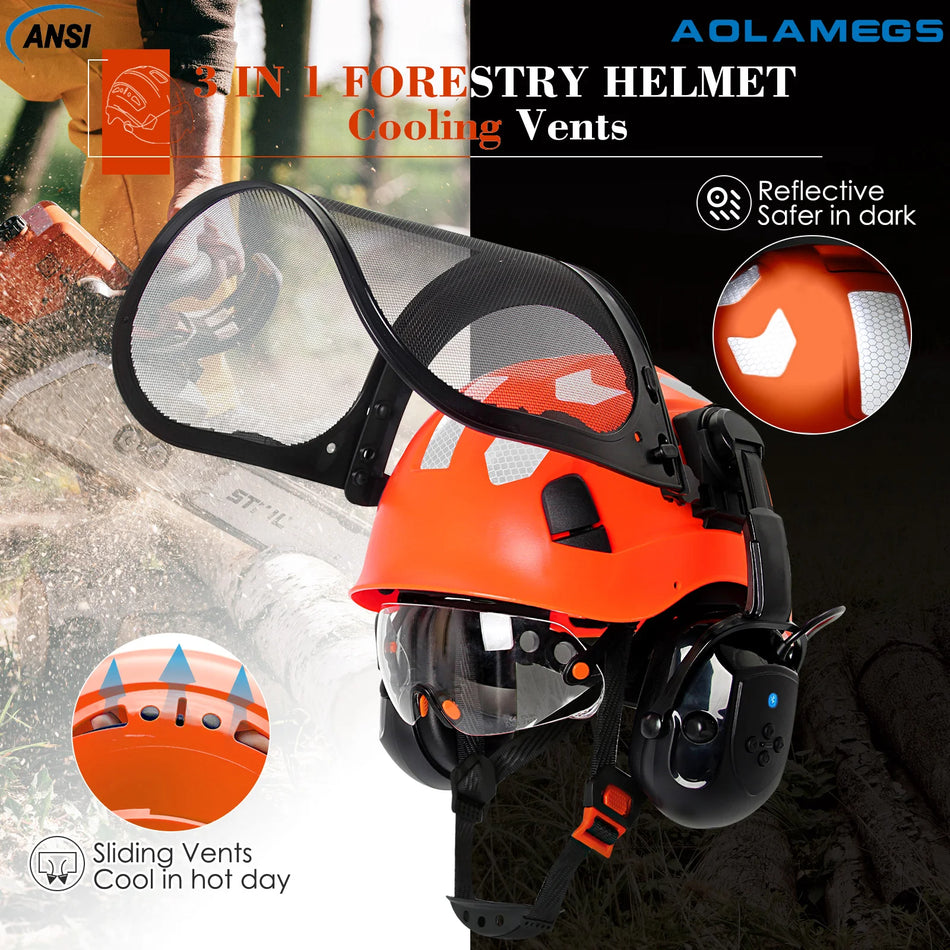 SF06 Forestry Safety Helmet &ndash; Bluetooth 5.0 Goggles Earmuffs