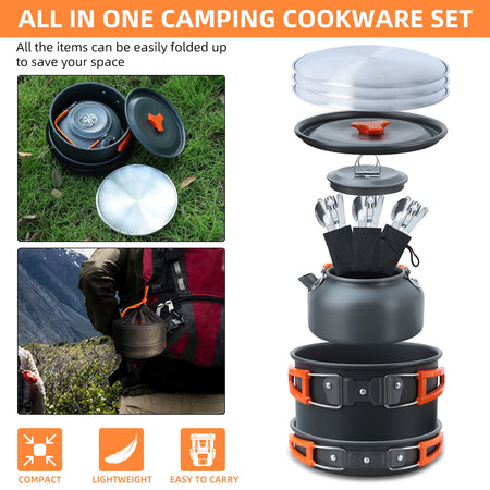 Outdoor Camping Cookware Set &ndash; Folding Compact Camp Cookware