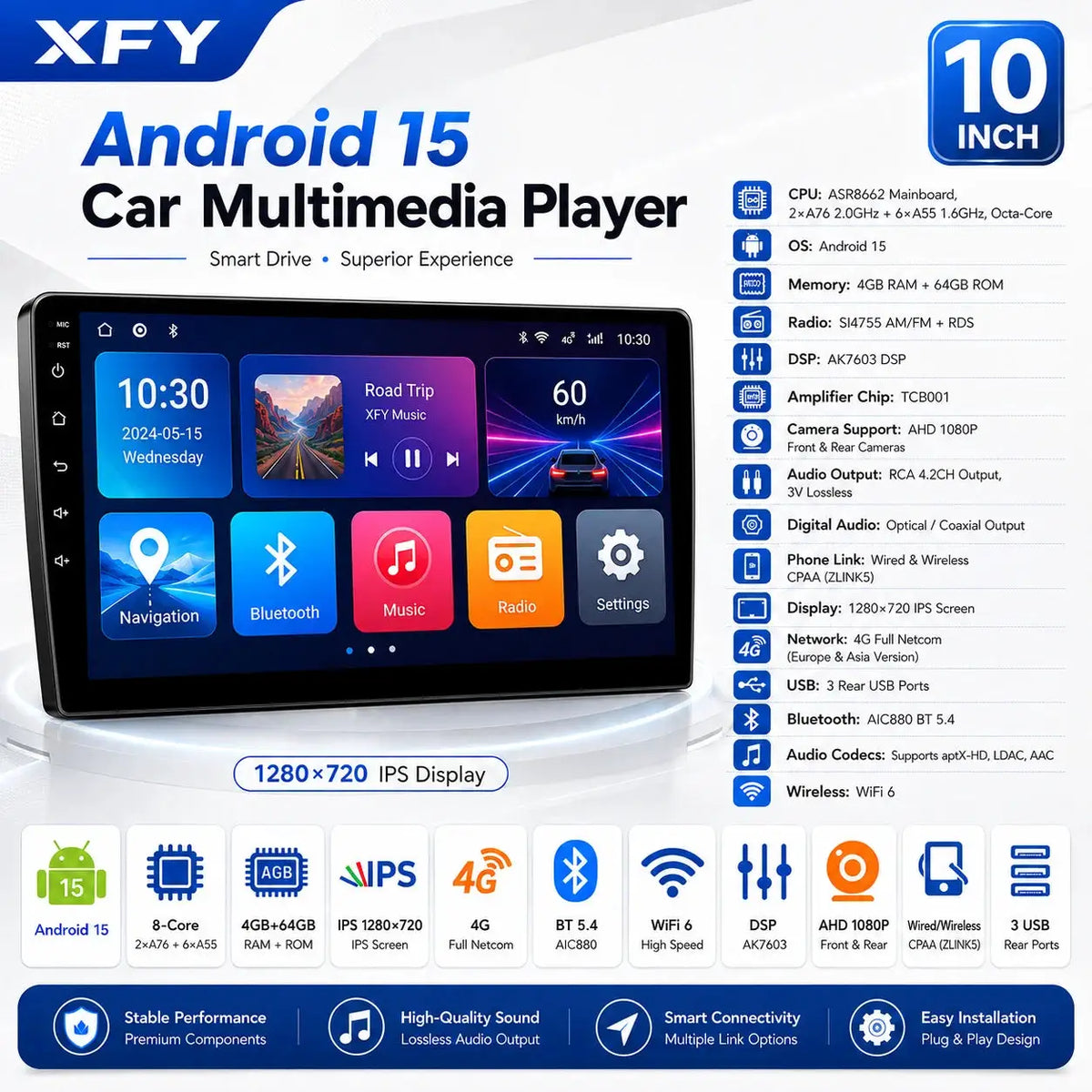 Android 15 2Din Car Stereo With Wireless Carplay And Android Auto by InterCyprus Trading Ltd