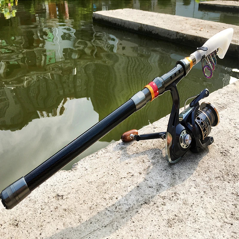 Carbon Fiber Spinning Fishing Rod and Reel Combo - 1.8-3.6m, 5.2:1 Gear Ratio, Perfect for Bass and Carp Fishing