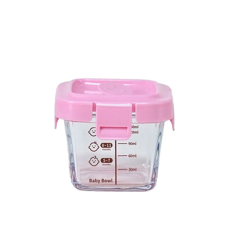 140ml Microwave Safe Glass Baby Food Storage Jar | No Chemicals | Solid Pattern pink