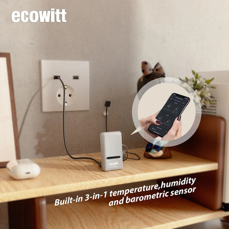 Ecowitt GW1200 Wi-Fi Hub Gateway with Built-in Thermometer, Hygrometer, and Barometric Pressure Sensor