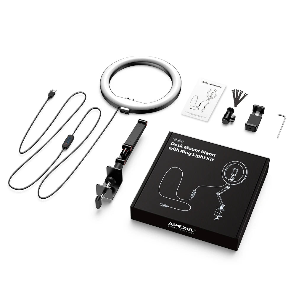 APEXEL Adjustable Selfie Ring Light with Tripod and Phone Holder