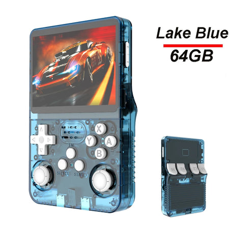 R36S Handheld Game Console with 3.5-Inch IPS, 20,000 Games, Arkos System Lake Blue 64G