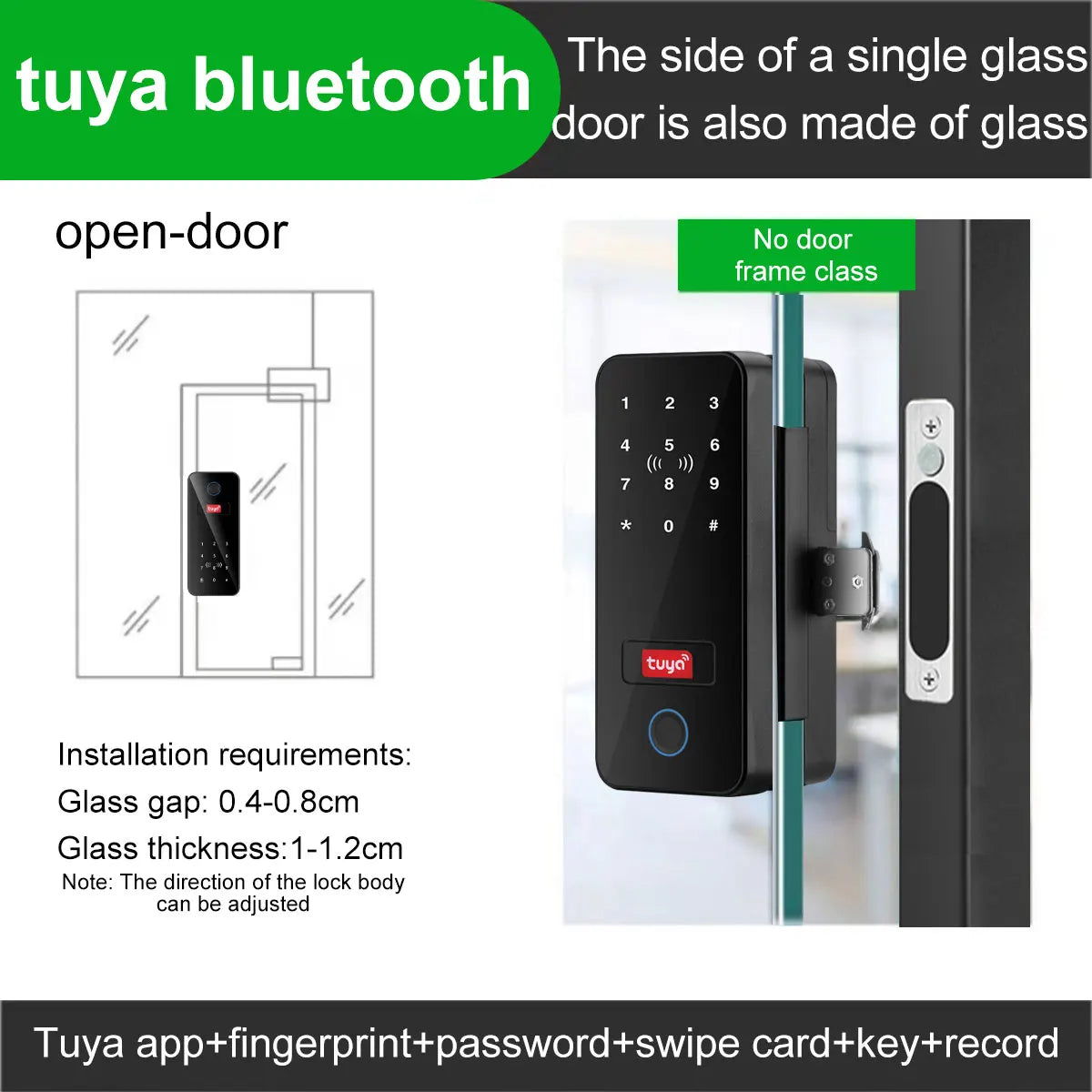 Tuya App Biometric Glass Door Lock B12-tuya &ndash; WiFi Gateway B12 Single open
