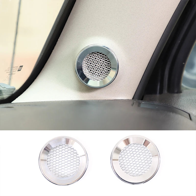 Voor Hummer H3 2005 tot 2009 aluminiumlegering zilveren A-stijl voorste luidsprekerafdekkingen trim sticker auto-accessoires