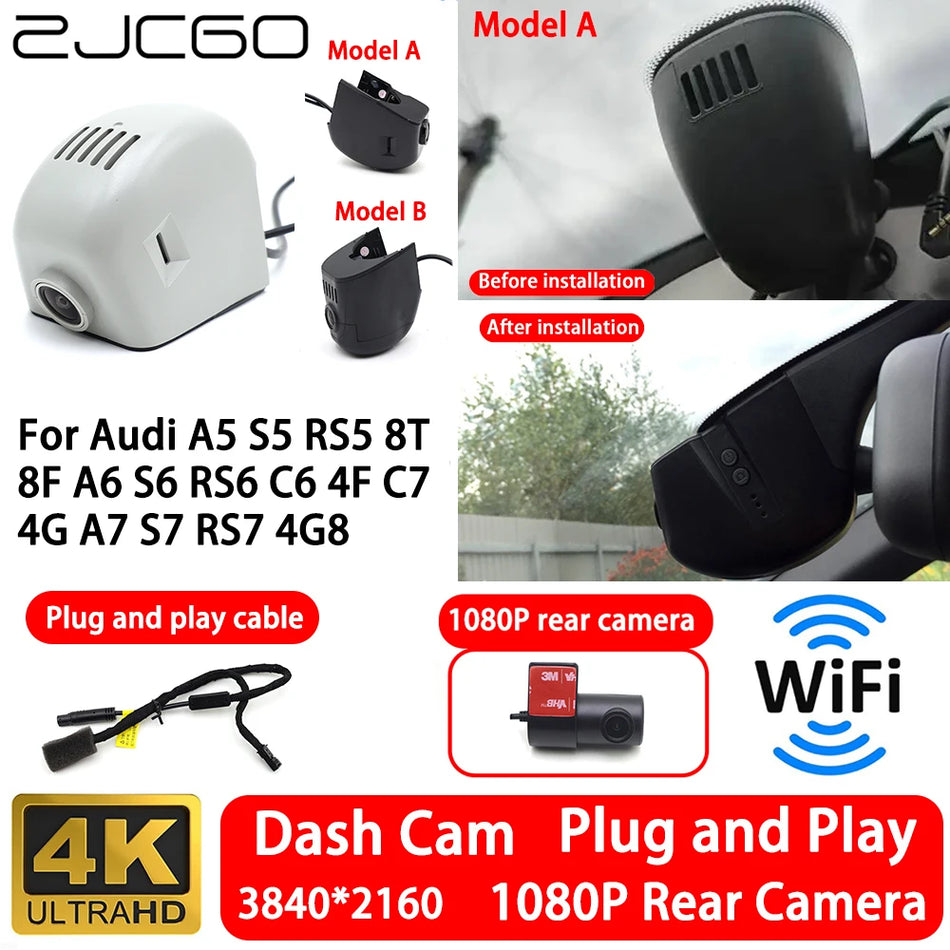 Audi A5 için Dash Cam, Ön ve Arka, WiFi, Tak ve Çalıştır Video Kaydedici 1080P HD
