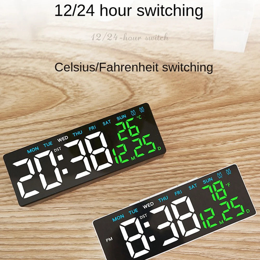 LENNIK Digital LED Alarm Clock with Temperature, Date, and Adjustable Brightness