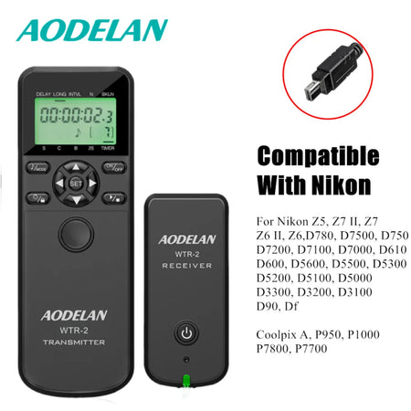 AODELAN Wireless Remote Timer &amp; Trigger for Canon, Nikon, Sony With N10 Cable / China