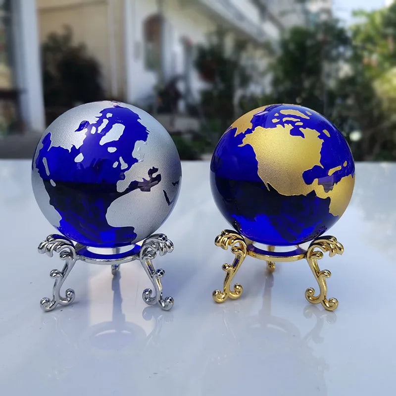6cm Crystal Earth Ball with Base &ndash; Feng Shui Desk Decor