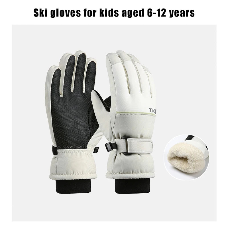 Kids Winter Ski Gloves &ndash; Waterproof and Windproof Design Rice